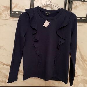 J. Crew ruffled navy blue sweatshirt size XXS